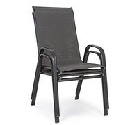 Yellowshop - MARTINEZ Set 4 sedie con braccioli in acciaio Antracite o Grigio chiaro Arredo giardino piscina terrazzo (Antracite)