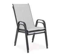 Yellowshop - MARTINEZ Set 4 sedie con braccioli in acciaio Antracite o Grigio chiaro Arredo giardino piscina terrazzo (Grigio Chiaro)