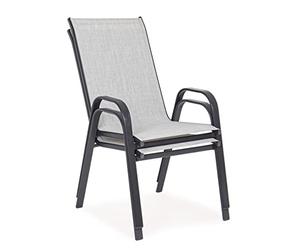 Yellowshop - MARTINEZ Set 4 sedie con braccioli in acciaio Antracite o Grigio chiaro Arredo giardino piscina terrazzo (Grigio Chiaro)