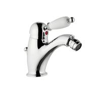 Yellowshop - Miscelatore bagno completo rubinetteria RETRO vintage leva pomo bianco lavabo bidet vasca e doccia incasso esterno in ottone cromato flessibile inox Made in italy (Bidet)