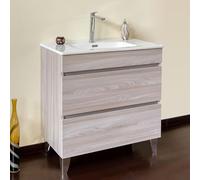 Yellowshop | Mobile Bagno Musa 80 cm - Composizione Completa con Lavabo Ceramica e 2 cassetti con Guida Soft-Close - Finitura Olmo (Mobile con Lavabo)