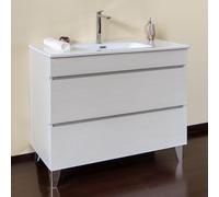 Yellowshop | Mobile Bagno Musa 80 cm - Composizione Completa con Lavabo Ceramica e 2 cassetti con Guida Soft-Close - Finitura Frassino Moirè (Mobile con Lavabo)