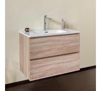 Yellowshop | Mobile Bagno Sospeso CLOE - Composizione Completa con Lavabo Ceramica, Chiusura Soft Close, Finitura Rovere (70 cm, Mobile con Lavabo)