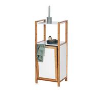 Yellowshop - Mobile Colonna Bagno in Bambù e MDF - Scaffale Salvaspazio Multiuso con Ripiani, Cassetto o Cesto Portabiancheria - Design Moderno, Serie Palma (Colonna 2 Ripiani e Cesto)