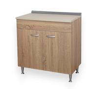 Yellowshop - Mobile cucina basi e pensili con ante, cassetti diverse misure 40, 60, 80, 90 cm effetto legno Rovere Well componibile con sottolavello Basic (Base 80 cm 2 ante)