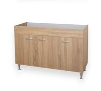 Yellowshop - Mobile cucina sottolavello a 3 ante cm 120 effetto legno rovere well componibile con lavello inox e scolapiatti Basic (Sottolavello piano Dx)