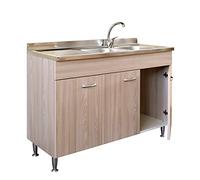 Yellowshop | Mobile cucina sottolavello a 3 ante cm 120x50 colore Olmo completo di lavello inox serie Basic (Versione Sx)