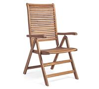 Yellowshop - NOEMI Poltrona sdraio reclinabile pieghevole giardino esterno patio terrazzo arredo esterno in robusto legno di acacia con cuscino diversi colori opzionale (Solo sedia)