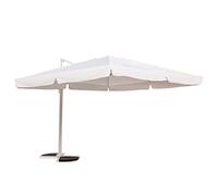 Yellowshop | Ombrellone decentrato braccio laterale in alluminio 3x3 o 4x3 mt con palo girevole telo con flap e Airvent GARDA Bianco (4x3 mt)