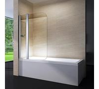 Yellowshop - Parete vasca sopravasca bagno alluminio battente cristallo trasparente opaco vetro temperato 6mm cm 120 Altezza cm 140 reversibile (Trasparente)