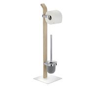 Yellowshop - Piantana Bagno Essenz in Legno Naturale e Metallo Cromato - Porta Asciugamani o Porta Rotolo WC con Scopino - Design Elegante, Base Stabile, Montaggio Facile (Porta Scopino)