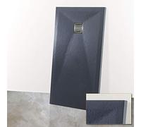 Yellowshop - Piatto Doccia Curvo Quadrato Rettangolare Marmoresina Effetto Pietra Bugnato Grigio Antracite (Rettangolare, 70 x 140 Cm)