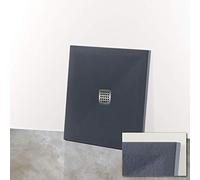 Yellowshop - Piatto Doccia Curvo Quadrato Rettangolare Marmoresina Effetto Pietra Bugnato Grigio Antracite (Quadrato, 90 x 90 Cm)