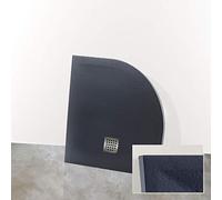 Yellowshop - Piatto Doccia Curvo Quadrato Rettangolare Marmoresina Effetto Pietra Bugnato Grigio Antracite (Curvo, 80 x 80 Cm)