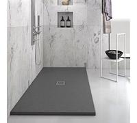 Yellowshop - Piatto doccia rettangolare in marmoresina base 70 cm h 2,5 cm HEAVY Antracite con sifone, piletta e copripiletta inox (70x90 cm)