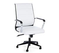 Yellowshop | Poltrona da ufficio con braccioli BRENT - Sedia con ruote girevoli imbottita regolabile, seduta ergonomica per studio e lavoro, Bianco