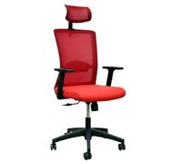 Yellowshop | Poltrona Girevole da Ufficio VEGA con Poggiatesta, Braccioli Regolabili, Schienale Alto in Nylon, Ergonomica Rossa