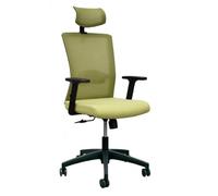 Yellowshop | Poltrona Girevole da Ufficio VEGA con Poggiatesta, Braccioli Regolabili, Schienale Alto in Nylon, Ergonomica Verde