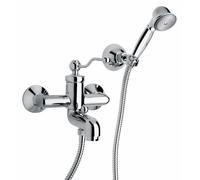 Yellowshop - Rubinetteria bagno vintage stile classico cromato, Miscelatore lavabo, bidet, doccia e vasca, Serie DUKE in ottone, leva laterale, design retrò (Gruppo Vasca)
