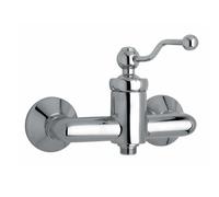 Yellowshop - Rubinetteria bagno vintage stile classico cromato, Miscelatore lavabo, bidet, doccia e vasca, Serie DUKE in ottone, leva laterale, design retrò (Doccia Esterno)