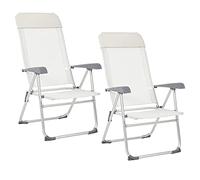 Yellowshop - Set 2 Sdraio Pieghevoli da Giardino CROSS Sedie Reclinabili da Esterno Schienale Alto e Braccioli in Alluminio e Tessuto Traspirante, Colori Blu e Bianco (Bianco)