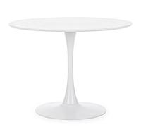 Yellowshop - Tavolo Rotondo Tulipano Bloom Ø120, Ø100 cm, Moderno in MDF Base Centrale in Metallo, Design Minimal per Pranzo, Bar o Bistrot, Bianco, Nero o Rovere (Bianco Ø 100)