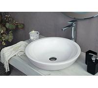 Yellowshop - TWIST Lavabo da appoggio cm 47 x 47 Lavandino Lavello Ceramica Bianco Rotondo Circolare Sanitari Bagno Design Moderno