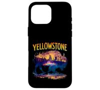 Yellowstone Bison Silhouette Grand Prismatic Spring Custodia per iPhone 16 Pro Max