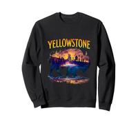 Yellowstone Bison Silhouette Grand Prismatic Spring Felpa
