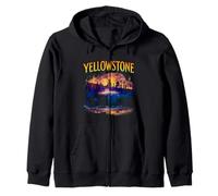 Yellowstone Bison Silhouette Grand Prismatic Spring Felpa con Cappuccio