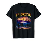 Yellowstone Bison Silhouette Grand Prismatic Spring Maglietta