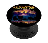 Yellowstone Bison Silhouette Grand Prismatic Spring PopSockets PopGrip Adesivo