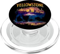 Yellowstone Bison Silhouette Grand Prismatic Spring PopSockets PopGrip per MagSafe
