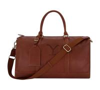 Yellowstone Duffel Bag, Dutton Ranch - Borsa da viaggio in pelle con tracolla e manici per il trasporto, 53 cm, marrone, Marrone, Taglia unica, Yellowstone Duffel Bag, Dutton Ranch 53,3 cm Carry on
