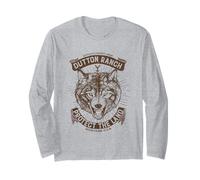 Yellowstone Dutton Ranch Protect The Land Wolf Portrait Maglia a Manica