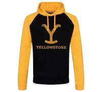 Yellowstone Licenza Ufficiale Baseball Felpa con Cappuccio (Nero-Giallo), Small