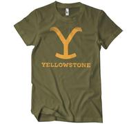 Yellowstone Licenza Ufficiale Uomo Maglietta (Oliva), Large