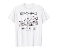 Yellowstone Protect The Land Line Art Distressed Style Maglietta
