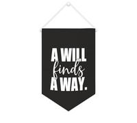 Yelolyio A Will Finds A Way - Striscione in tela con motivo motivazionale da appendere alla parete, 25,4 x 38,1 cm, decorazione da parete per camera da letto, cameretta dei bambini, decorazione per la