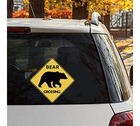 Yelolyio Adesivo in vinile con orso Xing e orso incrociato, con scritta in lingua inglese "Caution Bear", decalcomania in vinile per auto, camion, finestre, pareti, laptop da 15,2 cm