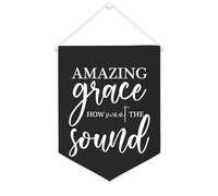 Yelolyio Amazing Grace How Sweet The Sound - Striscione in tela motivazionale da appendere alla parete, 30,5 x 40,6 cm, decorazione da parete per camera da letto, cameretta dei bambini, decorazione
