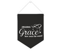 Yelolyio Amazing Grace How Sweet The Sound - Striscione in tela motivazionale da appendere alla parete, 25,4 x 30,5 cm, decorazione da parete per camera da letto, cameretta dei bambini, decorazione