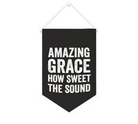 Yelolyio Amazing Grace How Sweet The Sound - Striscione in tela motivazionale da appendere alla parete, 25,4 x 38,1 cm, decorazione da parete per camera da letto, cameretta dei bambini, decorazione