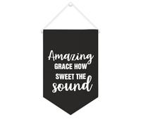 Yelolyio Amazing Grace How Sweet The Sound - Striscione in tela motivazionale da appendere alla parete, striscione decorativo da parete, per soggiorno, camera da letto, ufficio, regali per le vacanze