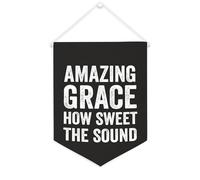 Yelolyio Amazing Grace How Sweet The Sound - Striscione in tela motivazionale da appendere alla parete, striscione decorativo da parete, per soggiorno, camera da letto, ufficio, regali per le vacanze