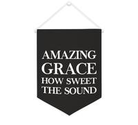Yelolyio Amazing Grace How Sweet The Sound - Striscione in tela motivazionale da appendere alla parete, striscione decorativo da parete, per soggiorno, camera da letto, ufficio, regali per le vacanze