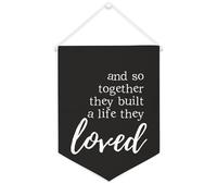 Yelolyio And So Together They Built A Life They Loved - Striscione motivazionale da appendere alla parete, 30,5 x 40,6 cm, decorazione da parete per camera da letto, cameretta dei bambini, decorazione