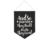 Yelolyio And So Together They Built A Life They Loved - Striscione motivazionale da appendere alla parete, 25,4 x 30,5 cm, decorazione da parete per camera da letto, cameretta dei bambini, decorazione