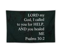 Yelolyio Arazzo da appendere alla parete con scritta in lingua inglese "Lord My God,I Callled to You for Help, and You Healed Me Psalms 60: 2", per camera da letto, soggiorno, decorazione per la casa