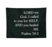 Yelolyio Arazzo da appendere alla parete con scritta in lingua inglese "Lord My God,I Callled to You for Help, and You Healed Me Psalms 60: 2", per camera da letto, soggiorno, decorazione per la casa
